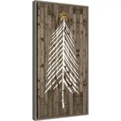 Wooded Whimsy I (Tree) by Grace Popp 14-in. W x 27-in. H. Canvas Wall Art Print Framed in Grey