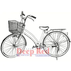 Deep Red Stamps Girls Bicycle Rubber Stamp 3 x 2inches