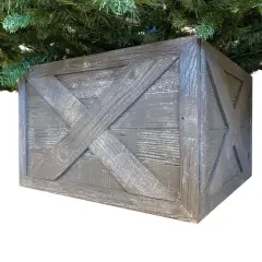 Rustic Farmhouse Medium Deluxe 22" Reclaimed Wooden Christmas Tree Box Collar Brown