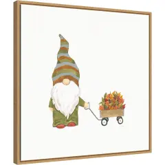 Harvest Gnomes II by Jenaya Jackson 22-in. W x 22-in. H. Canvas Wall Art Print Framed in Natural