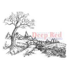 Deep Red Stamps Autumn Brook Rubber Stamp 4 x 3 inches