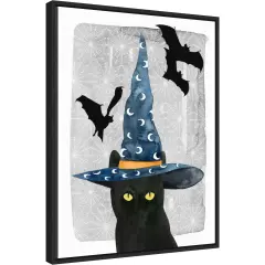 Black Cat II by Grace Popp 18-in. W x 24-in. H. Canvas Wall Art Print Framed in Black