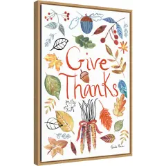 Hello Fall IV by Farida Zaman 16-in. W x 23-in. H. Canvas Wall Art Print Framed in Natural