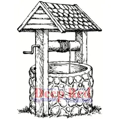 Deep Red Stamps Wishing Well Rubber Stamp 2.2 x 2.9 inches