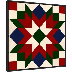 Christmas Barn Quilt IV by Victoria Barnes Canvas Wall Art Print Framed Sylvie Black
