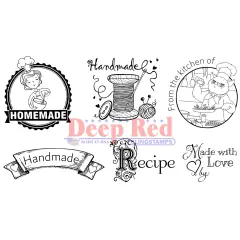 Deep Red Stamps Hand and Home Made Rubber Cling Stamp 4 x 2 inches