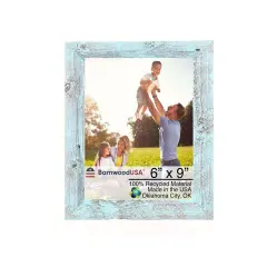 Rustic Farmhouse Standard 6 in. x 9 in. Tabletop Reclaimed Wood Picture Frame Blue