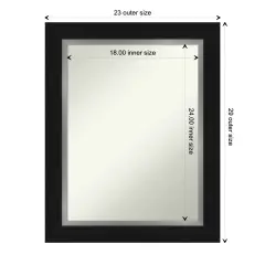 Amanti Art Non-Beveled Wall Mirror, Eva Black Silver Frame