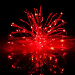 Perfect Holiday 100 LED Silver Copper Fairy Light Plug in Red