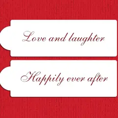 Love and Laughter Cake Stencils | C350 by Designer Stencils | Cake Decorating Tools | Baking Stencils for Royal Icing, Airbrush, Dusting Powder | Reusable Plastic Food Grade Stencil for Cakes | Easy to Use & Clean Cake Stencil