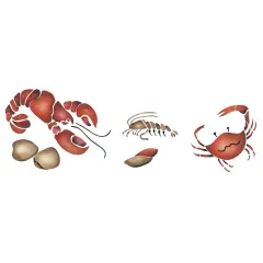 Seafood Wall Stencil Border | 1584 by Designer Stencils | Animal & Nature Stencils | Reusable Art Craft Stencils for Painting on Walls, Canvas, Wood | Reusable Plastic Paint Stencil for Home Makeover | Easy to Use & Clean Art Stencil