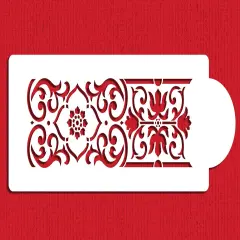 Victorian Scroll Cake Stencil | C005 by Designer Stencils | Cake Decorating Tools | Baking Stencils for Royal Icing, Airbrush, Dusting Powder | Reusable Plastic Food Grade Stencil for Cakes & Cookies | Easy to Use & Clean Cake & Cookie Stencil