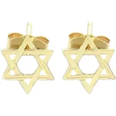 14K Gold Star Of David Jewish Faith Earrings Jewelry 7mm