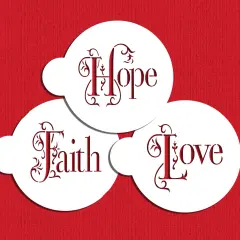 Hope, Faith and Love Cookie Stencil Set | C1010 by Designer Stencils | Baking Stencils for Royal Icing, Airbrush, Dusting Powder |