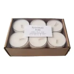 Lemon Mint Leaf Natural Soy Wax Tealights 12 Count Hand Poured with Fragrant/Essential Oils