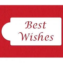 Best Wishes Cake Stencil | C010 by Designer Stencils | Cake Decorating Tools | Baking Stencils for Royal Icing, Airbrush, Dusting Powder | Reusable Plastic Food Grade Stencil for Cakes & Cookies | Easy to Use & Clean Cake & Cookie Stencil