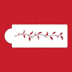 Holly Side Cake Stencil | C057 by Designer Stencils | Cake Decorating Tools | Baking Stencils for Royal Icing, Airbrush, Dusting Powder | Reusable Plastic Food Grade Stencil for Cakes | Easy to Use & Clean Cake Stencil