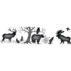 Moose Silhoutte Wall Stencil Border | 1843 by Designer Stencils | Animal & Nature Stencils | Reusable Art Craft Stencils for Painting on Walls, Canvas, Wood | Reusable Plastic Paint Stencil for Home Makeover | Easy to Use & Clean Art Stencil