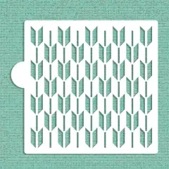 Retro Arrow Allover Pattern Cookie & Craft Stencil | CM004 by Designer Stencils | Cookie Decorating Tools | Baking Stencils for Royal Icing, Airbrush, Dusting Powder | Craft Stencils for Canvas, Paper, Wood | Reusable Food Grade Stencil