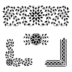 Indian Inlay Embossing 12 x 12 Stencil Details Set | FS015 by Designer Stencils | Pattern Stencils | Reusable Stencils for Painting on Wood, Wall, Tile, Canvas, Paper, Fabric, Furniture, Floor | Try Instead of a Wallpaper | Easy to Use & Clean