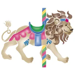 Carousel Lion Wall Stencil | 1686 by Designer Stencils | Reusable Art Craft Stencils for Painting on Walls, Canvas, Wood | Reusable Plastic Paint Stencil for Home Makeover | Easy to Use & Clean Art Stencil