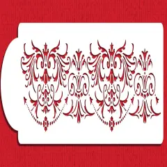 Elegant Damask Cake Side Stencil | C1046 by Designer Stencils | Cake Decorating Tools | Baking Stencils for Royal Icing, Airbrush, Dusting Powder | Reusable Plastic Food Grade Stencil for Cakes | Easy to Use & Clean Cake Stencil