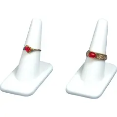 2 White Rubber Ring Finger Jewelry Holder Showcase Display Stands