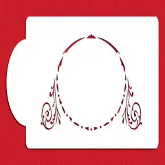 Monogram Oval Crest Cake Stencil | C338 by Designer Stencils | Cake Decorating Tools | Baking Stencils for Royal Icing, Airbrush, Dusting Powder | Reusable Plastic Food Grade Stencil for Cakes | Easy to Use & Clean Cake Stencil