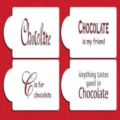 Chocolate Sayings Cookie Stencils | C243 by Designer Stencils | Cookie Decorating Tools | Baking Stencils for Royal Icing, Airbrush, Dusting Powder | Reusable Plastic Food Grade Stencil for Cookies | Easy to Use & Clean Cookie Stencil