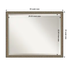 Beveled Wood Bathroom Wall Mirror, Parisian Silver Frame