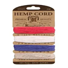 Hemptique 1mm #20 Variegated Metallic & Glitter Hemp Cord Card Set Eco Friendly Sustainable Naturally Grown Jewelry Bracelet Making Paper Crafting Scrapbooking Bookbinding Mixed Media Crocheting Macrame Seasonal Holiday Gift Wrapping Outdoor Garden Americana gold