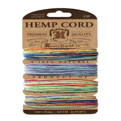 Hemptique 1mm #20 Variegated Metallic & Glitter Hemp Cord Card Set Eco Friendly Sustainable Naturally Grown Jewelry Bracelet Making Paper Crafting Scrapbooking Bookbinding Mixed Media Crocheting Macrame Seasonal Holiday Gift Wrapping Outdoor Garden Variegated 2