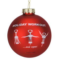 Wine Opener Holiday Workout Funny Glass Christmas Ornament