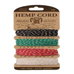 Hemptique 1mm #20 Variegated Metallic & Glitter Hemp Cord Card Set Eco Friendly Sustainable Naturally Grown Jewelry Bracelet Making Paper Crafting Scrapbooking Bookbinding Mixed Media Crocheting Macrame Seasonal Holiday Gift Wrapping Outdoor Garden Rasta glitter