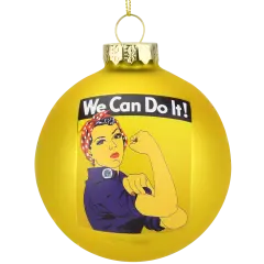 Rosie The Riveter - We Can Do It Glass Christmas Ornament
