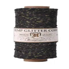 Hemptique 1mm #20 Metallic Hemp Cord Spools Jewelry Bracelet Making Crafting Scrapbooking Bookbinding Mixed Media Crocheting Macrame Gift Wrapping Black gold