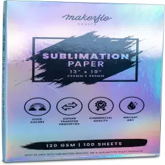 Makerflo Sublimation Paper 13 x 19 Inches 100 Sheets Heat Transfer Paper for Tumblers T-Shirts Phone Cases Mugs Printable Stickers Gifting