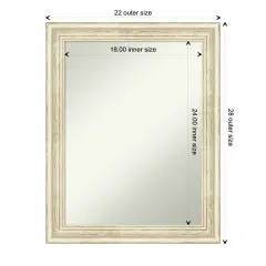 Amanti Art Non-Beveled Wood Wall Mirror, Country White Wash Frame