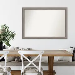 Amanti Art Non-Beveled Wood Wall Mirror, Greywash Frame