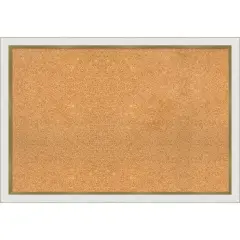 Cork Board, Eva Narrow Frame - Bulletin Board, Organization Board, Pin Board Eva White Gold Narrow