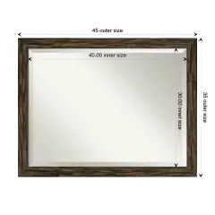 Beveled Wood Bathroom Wall Mirror, Fencepost Narrow Frame