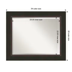 Beveled Wood Bathroom Wall Mirror, Milano Bronze Frame