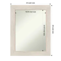 Amanti Art Non-Beveled Wood Wall Mirror, Hardwood Chocolate Frame Hardwood Whitewash Frame