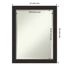Beveled Bathroom Wall Mirror, Accent Bronze Narrow Frame