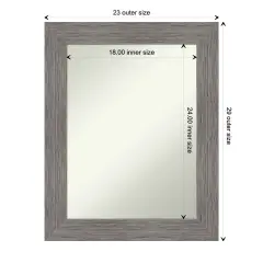 Amanti Art Non-Beveled Wall Mirror, Pinstripe Plank Grey Frame