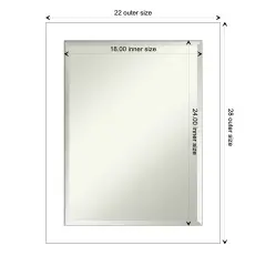 Beveled Bathroom Wall Mirror, Wedge White Frame