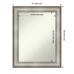 Amanti Art Non-Beveled Wall Mirror, Imperial Pewter Black Frame Imperial Silver Frame