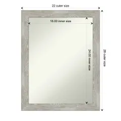 Amanti Art Non-Beveled Wall Mirror, Dove Greywash Narrow Frame