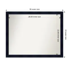 Amanti Art Non-Beveled Wood Wall Mirror, Madison Black Frame