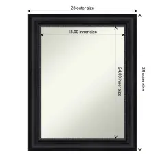 Amanti Art Non-Beveled Wall Mirror, Astor Black Frame